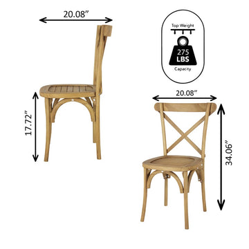 Annecy Classic Traditional X-Back Wood Indoor/Outdoor Dining Chair - JONATHAN Y